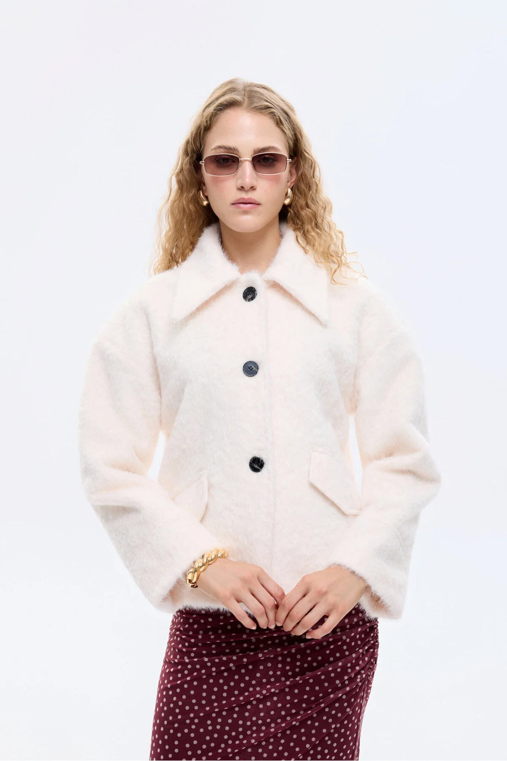 Gömlek Yaka Düğmeli Tüylü Ceket 0887