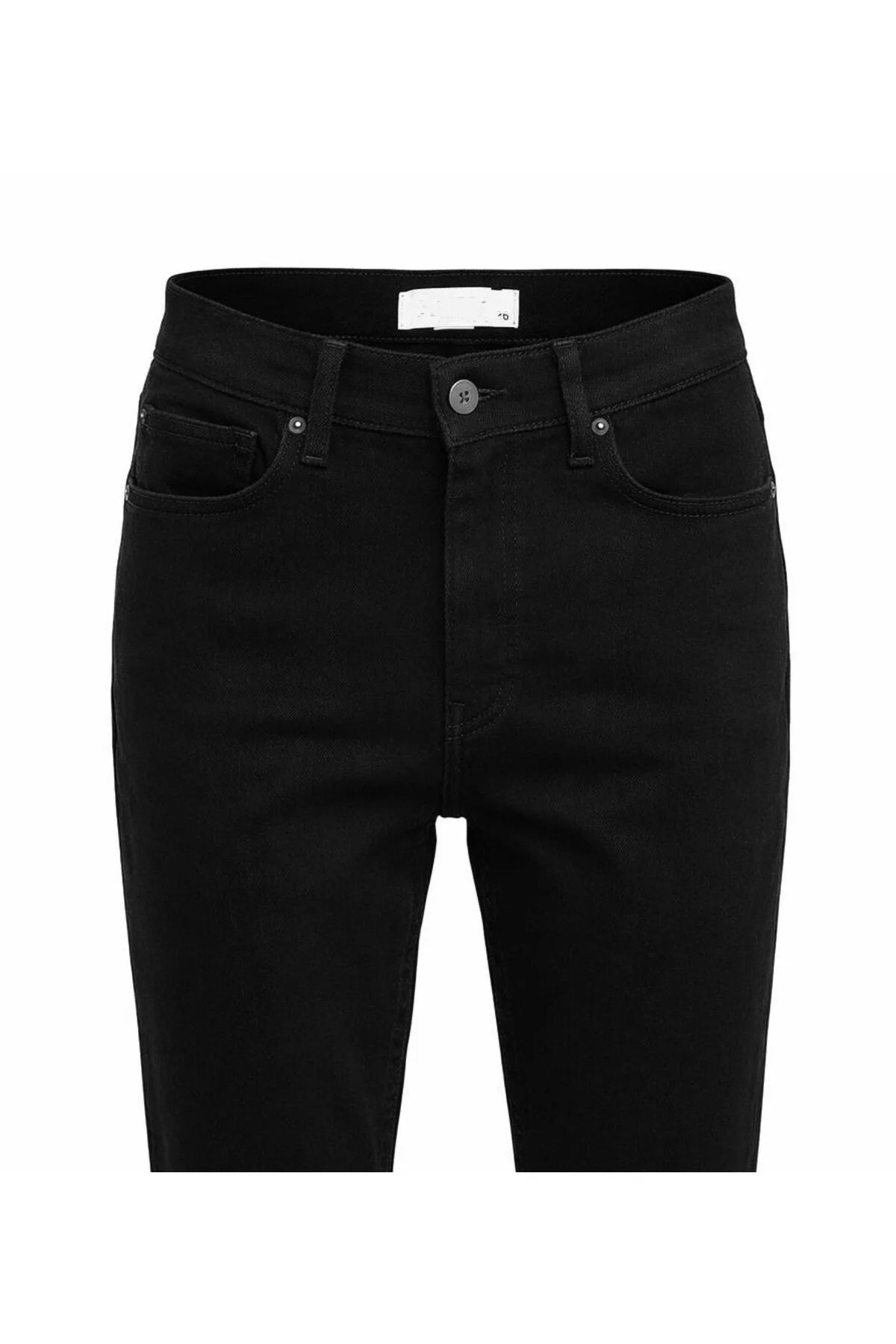 Kesik Paça Mom Fit Pantolon Siyah 764