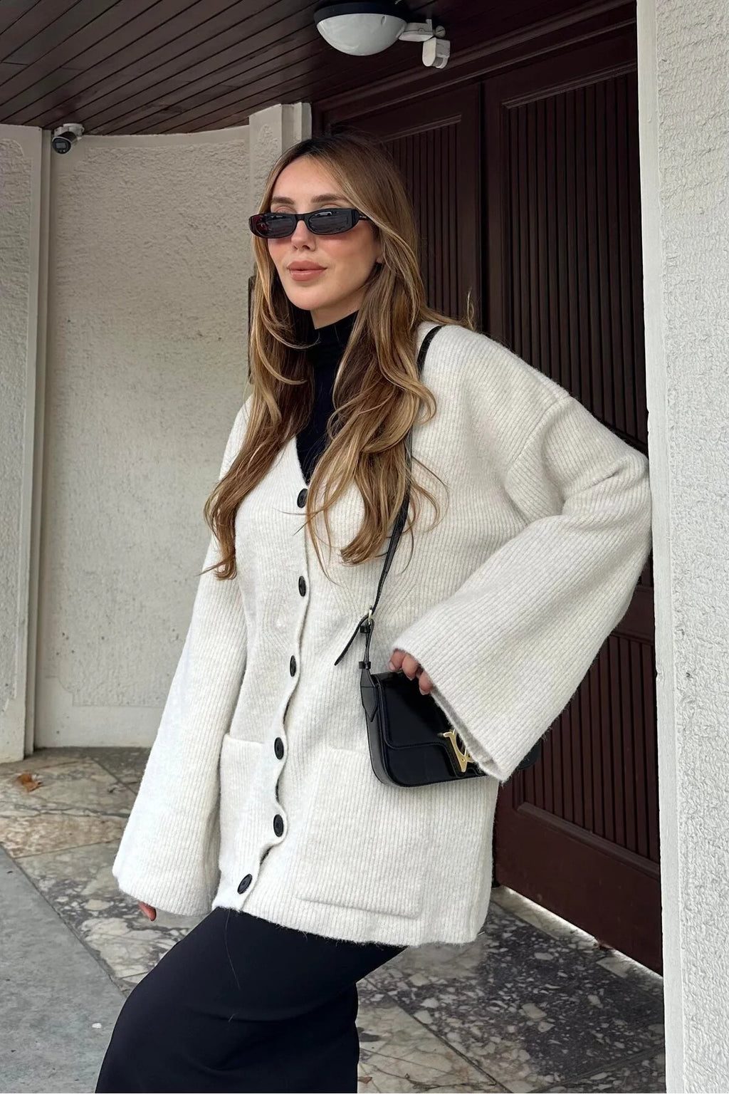 Çift Cepli Desenli Hırka 04622