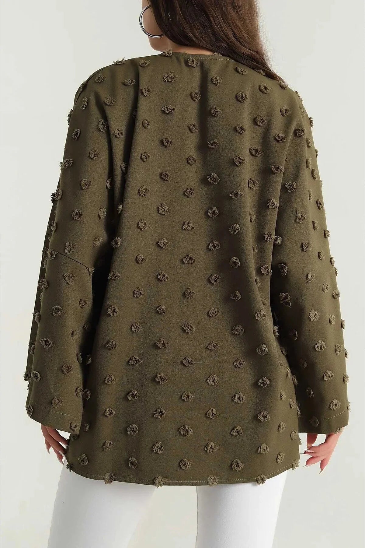 Püsküllü Kalın Pamuk Kumaş Kadın Gömlek 2148