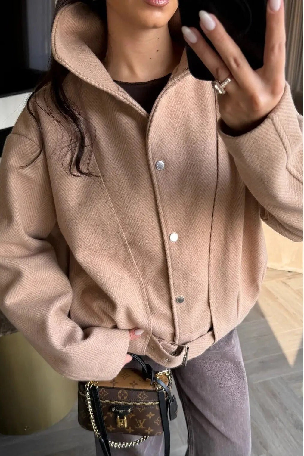 Balık Sırtı Kaşe Bomber Ceket 9651