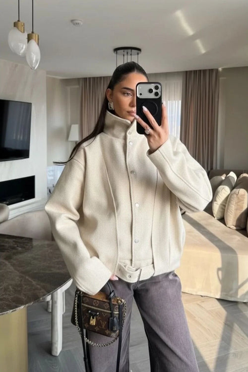 Balık Sırtı Kaşe Bomber Ceket 9651