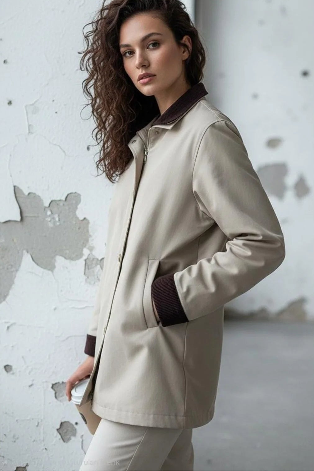 Kadife Yaka Hafif Mont 255136