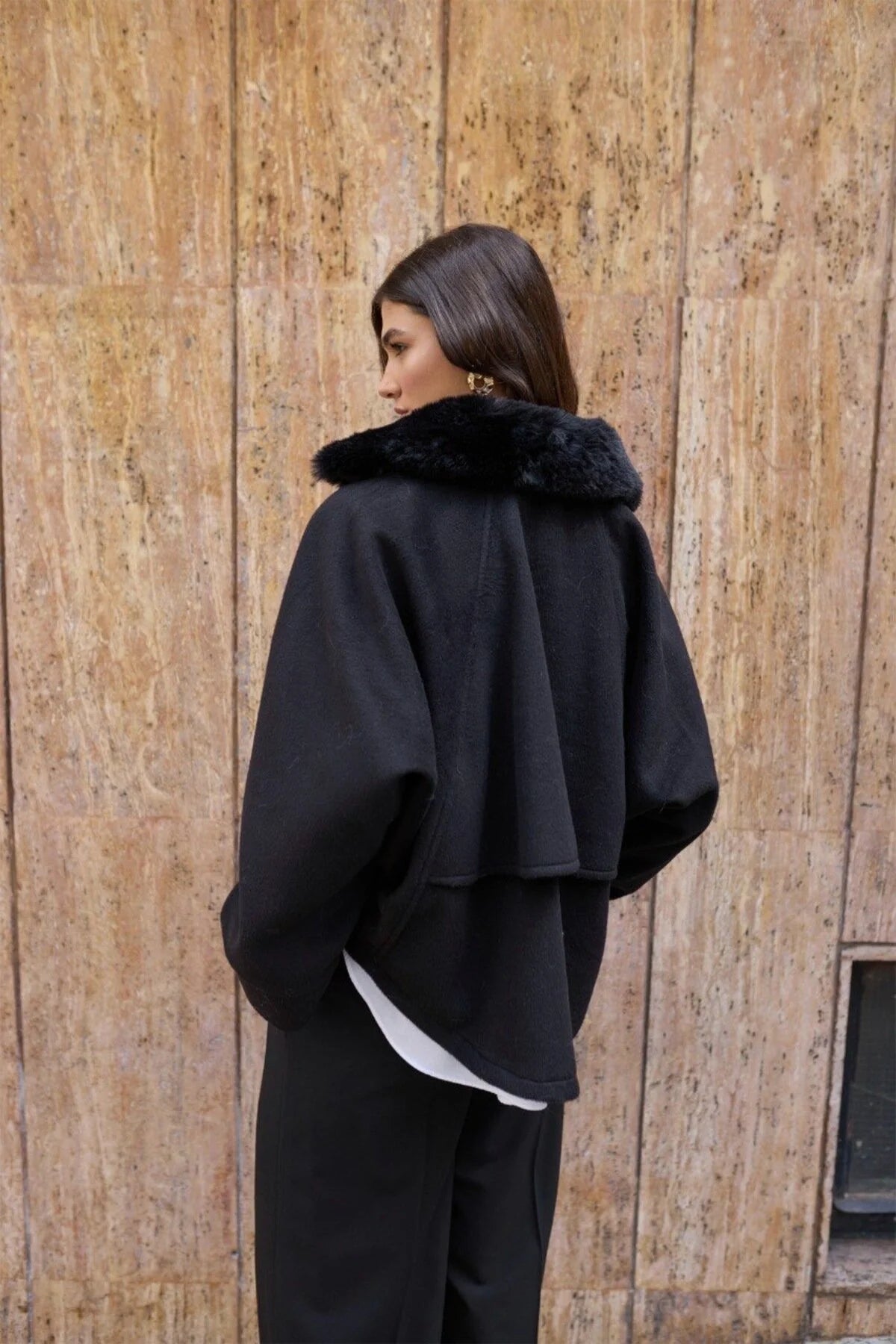 Kürk Yaka Kaşe Mont 9660