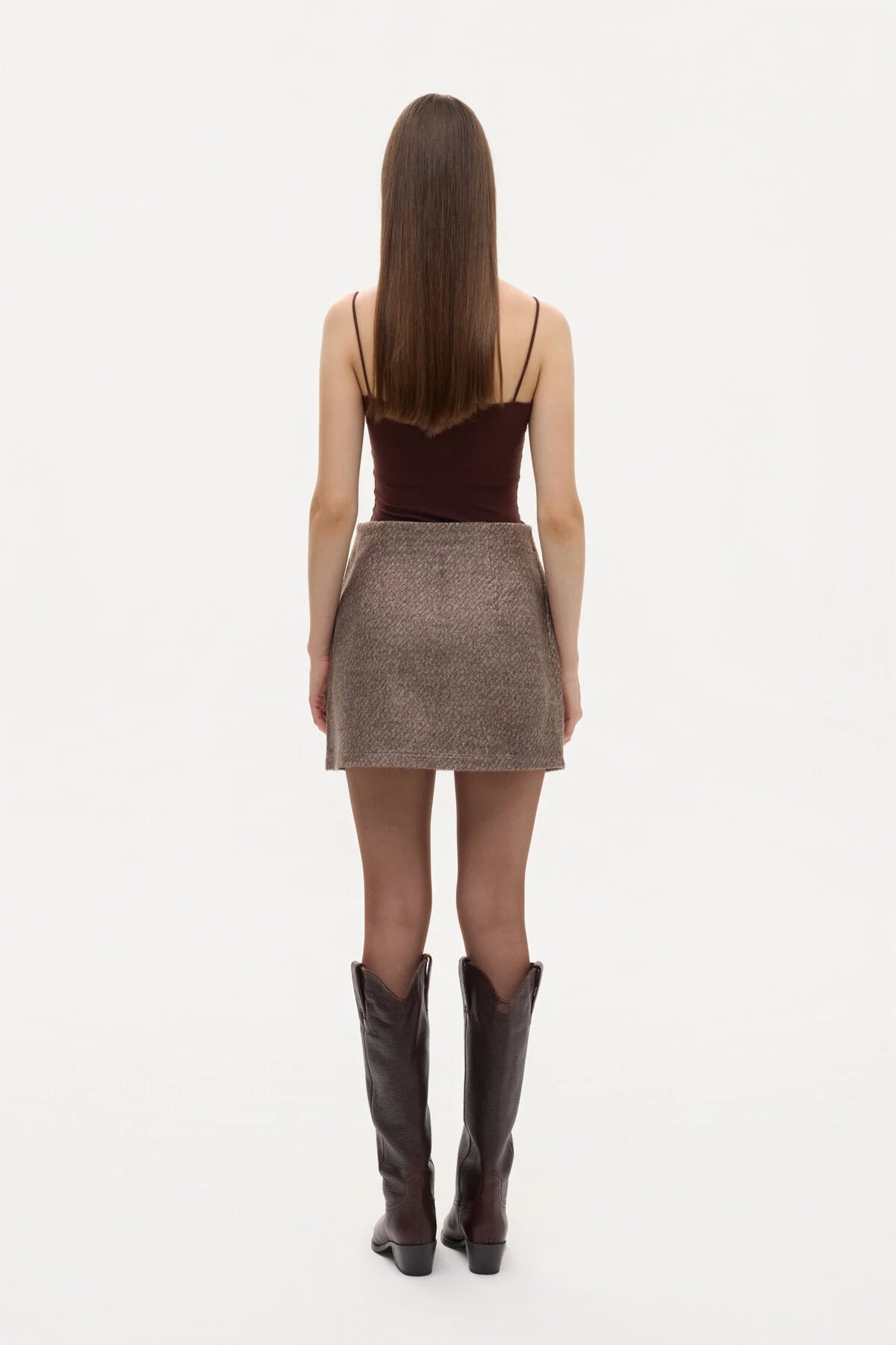 Çan Kesim Dokulu Mini Etek 0982