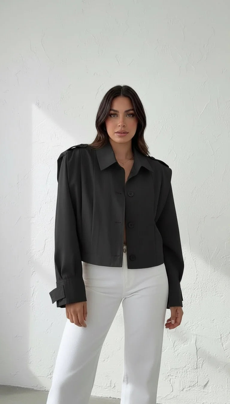 Tasarım Trenç Ceket Siyah 250545