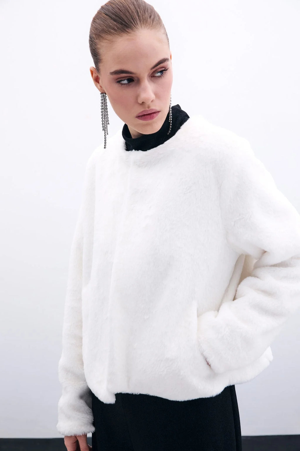 Yakasız Peluş Ceket 6552