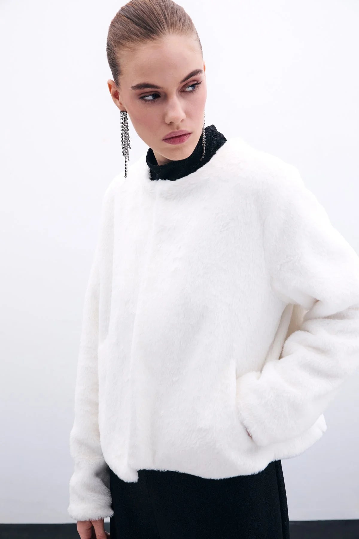 Yakasız Peluş Ceket 6552