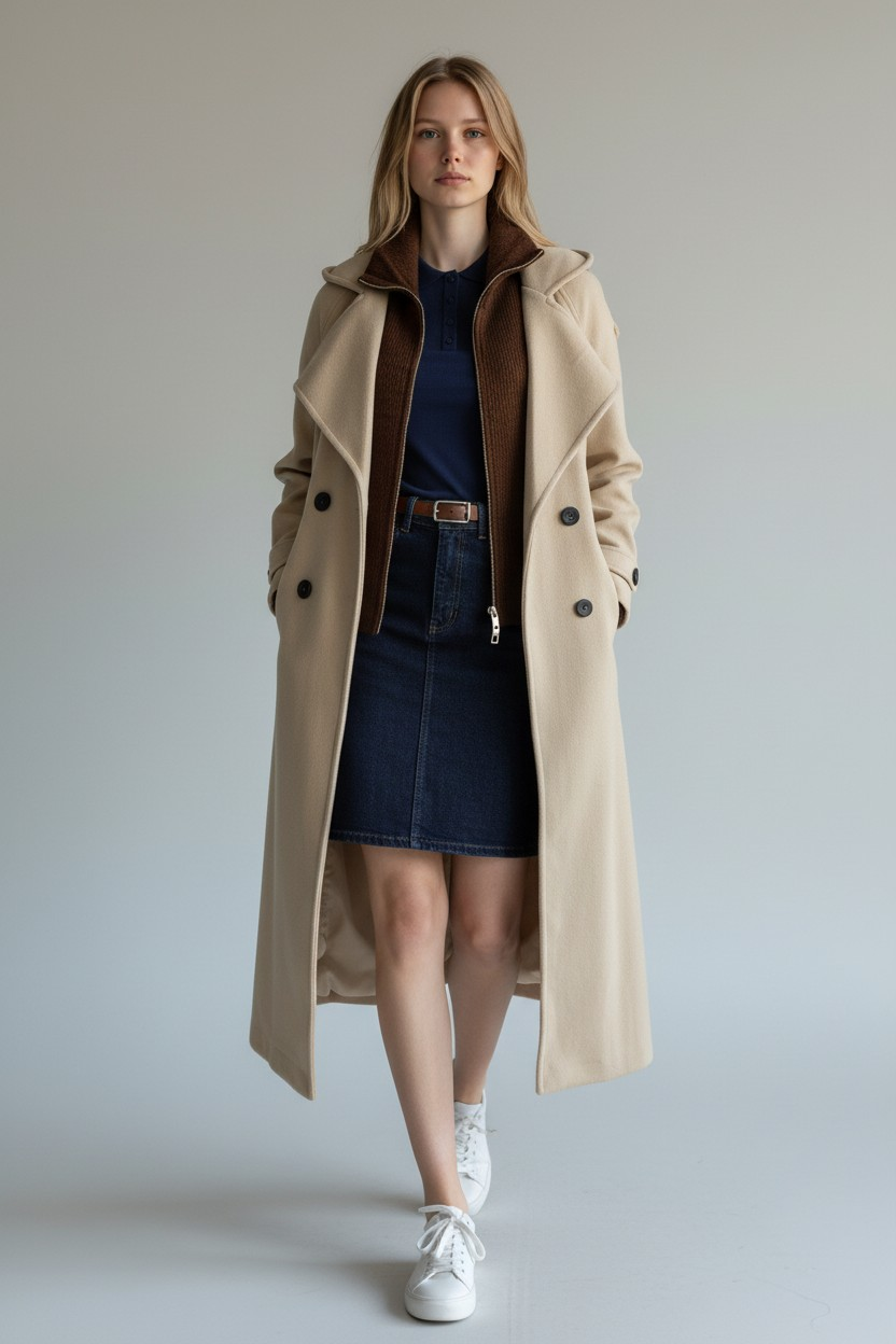 Geniş Yaka Uzun Kaban 6603